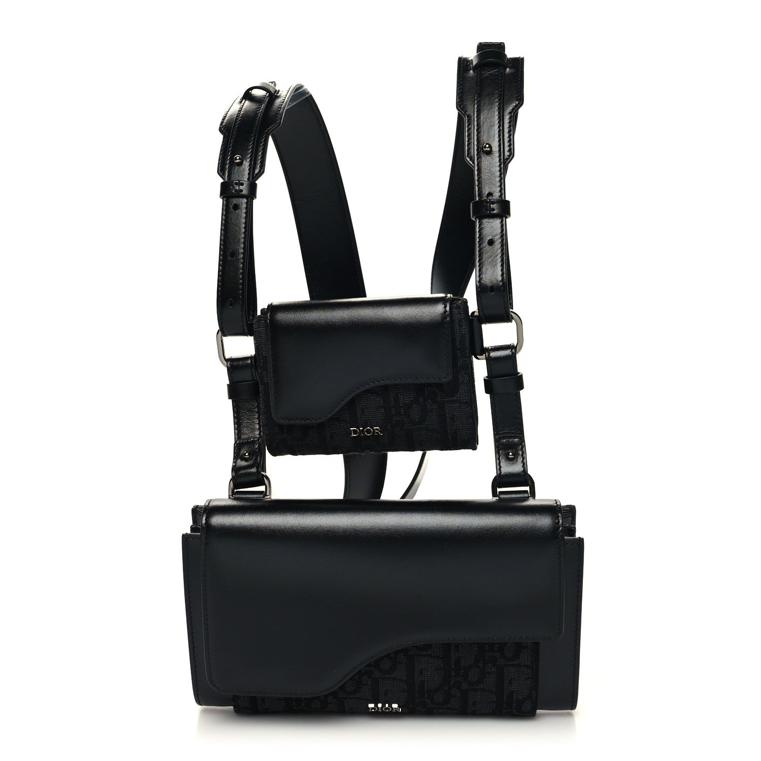 Christian Dior Oblique Smooth Calfskin Elite Shoulder Pouch Black 1 of 12