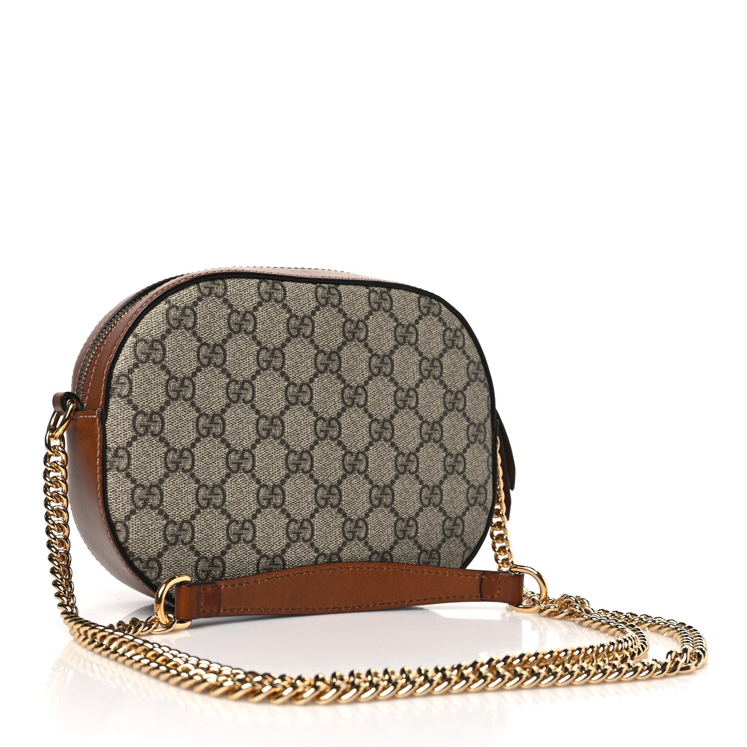 Gucci GG Supreme Monogram Cuoio Toscano Mini Chain Shoulder Bag Beige Ebony Cuir 2 of 8