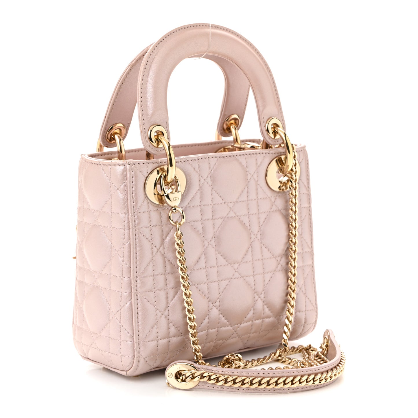 Metallic Lambskin Cannage Mini Lady Dior Lotus