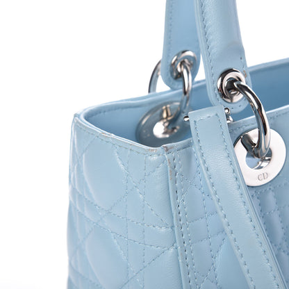 Christian Dior Lambskin Cannage Medium Lady Dior Light Blue 9 of 10