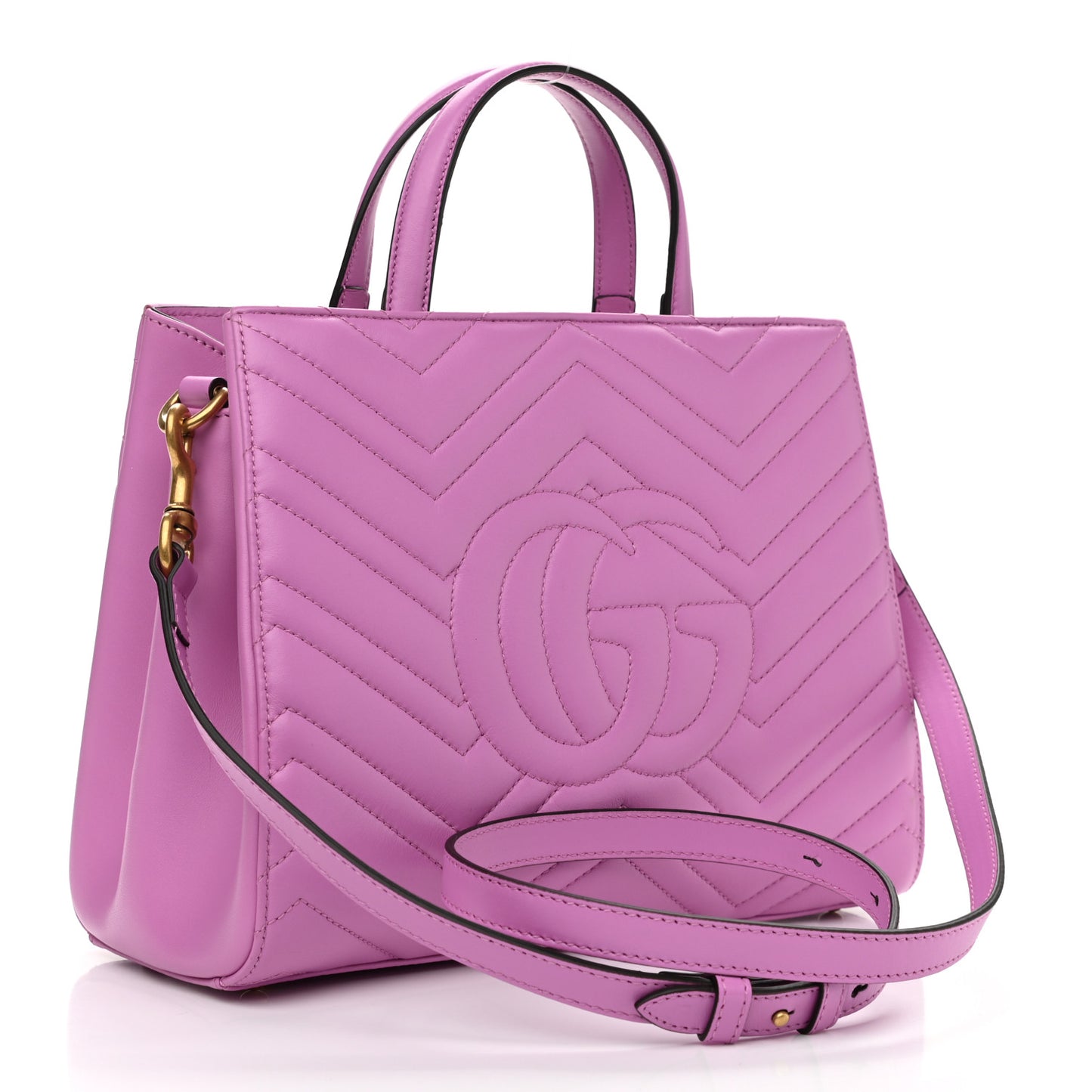 Calfskin Matelasse Small GG Marmont Tote Candy Mousse