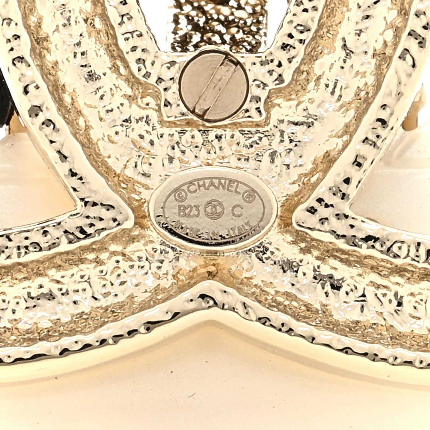 Chanel Crystal Resin CC Flap Bag Brooch Gold White 3 of 3