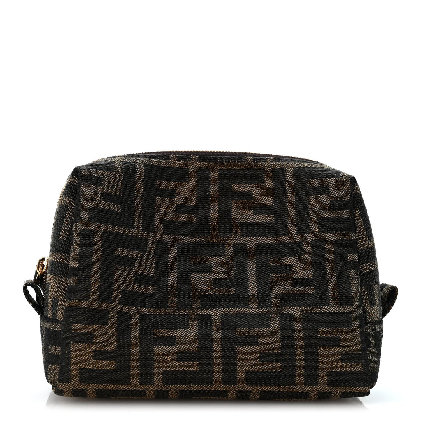 Fabric Jacquard FF 1974 Small Trapezoid Beauty Pouch Tobacco Moro Black