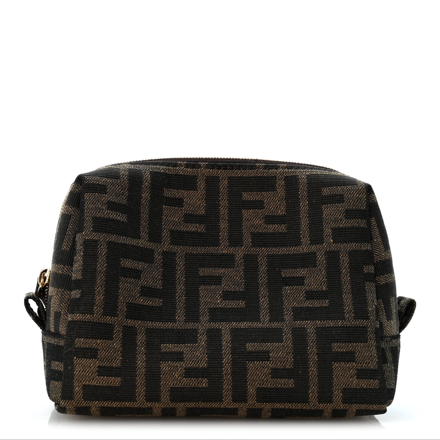 Fendi Fabric Jacquard FF 1974 Small Trapezoid Beauty Pouch Tobacco Moro Black 1 of 7