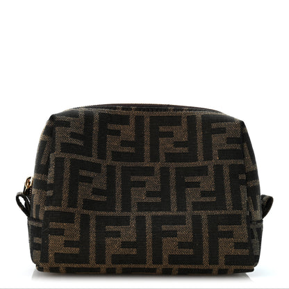 Fendi Fabric Jacquard FF 1974 Small Trapezoid Beauty Pouch Tobacco Moro Black 1 of 7