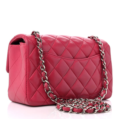 Chanel Lambskin Quilted Mini Rectangular Flap Dark Pink 3 of 14
