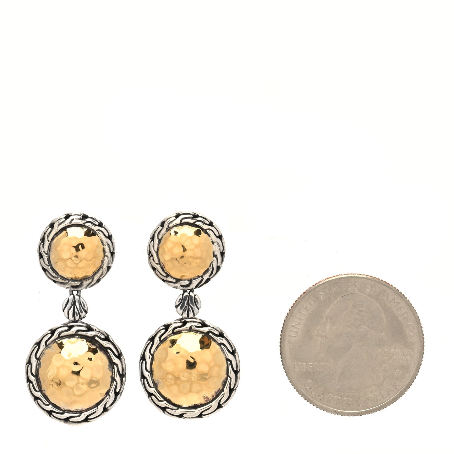 Sterling Silver 22K Yellow Gold Palu Round Drop Earrings