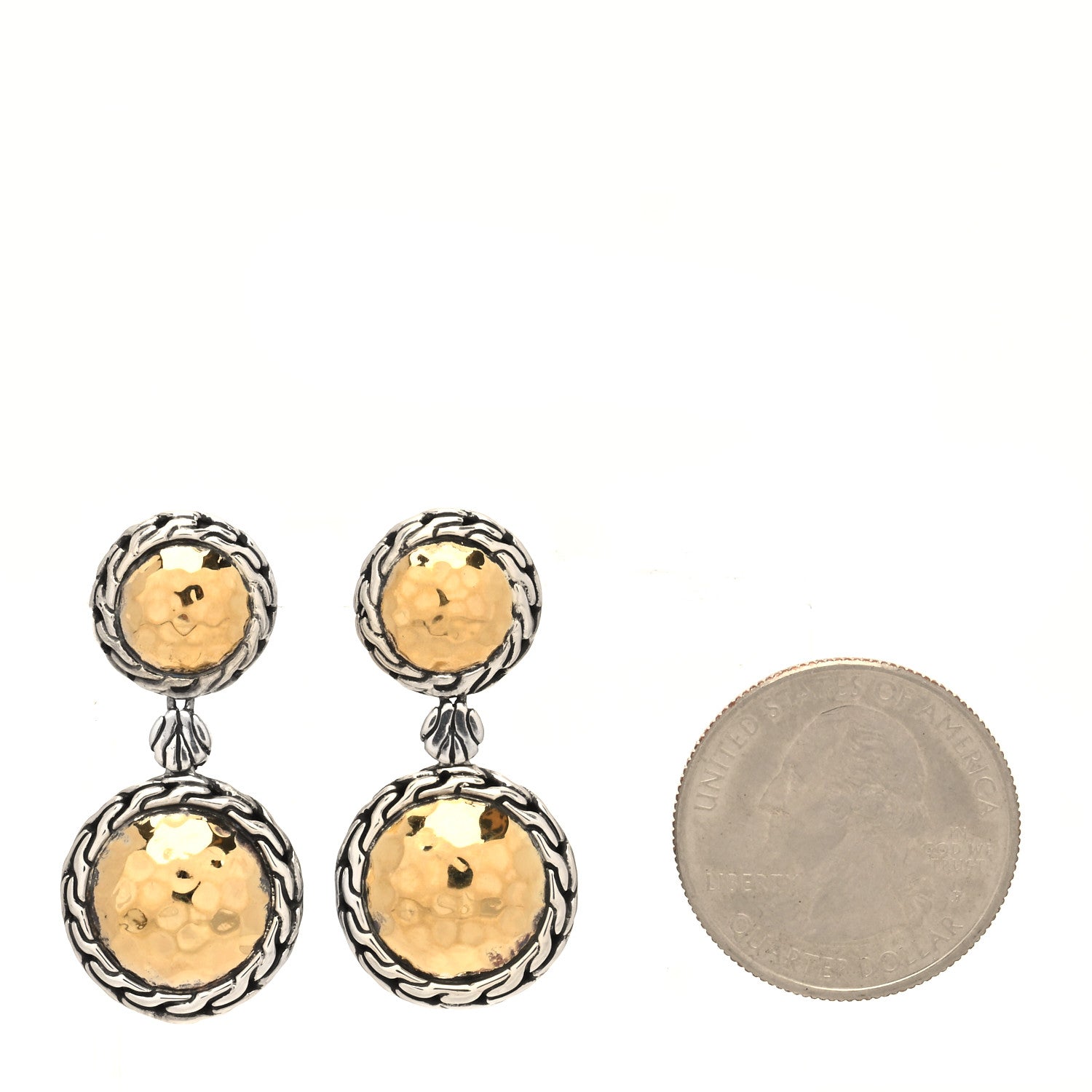 John Hardy Sterling Silver 22K Yellow Gold Palu Round Drop Earrings 2 of 5