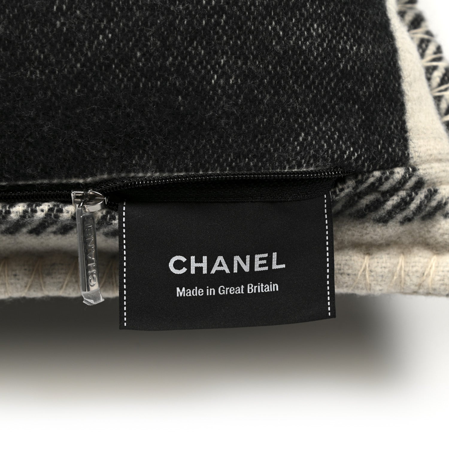 Chanel Merino Wool Cashmere CC Pillow Beige Black 3 of 3