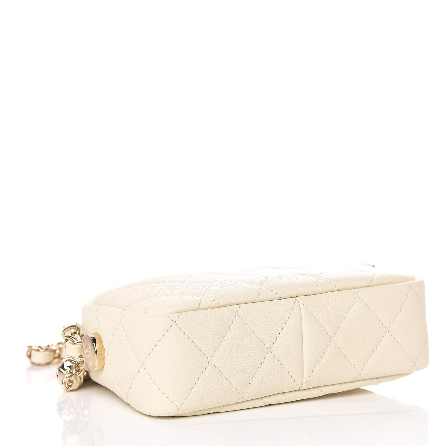 Caviar Quilted Mini Coco Tassel Camera Case White