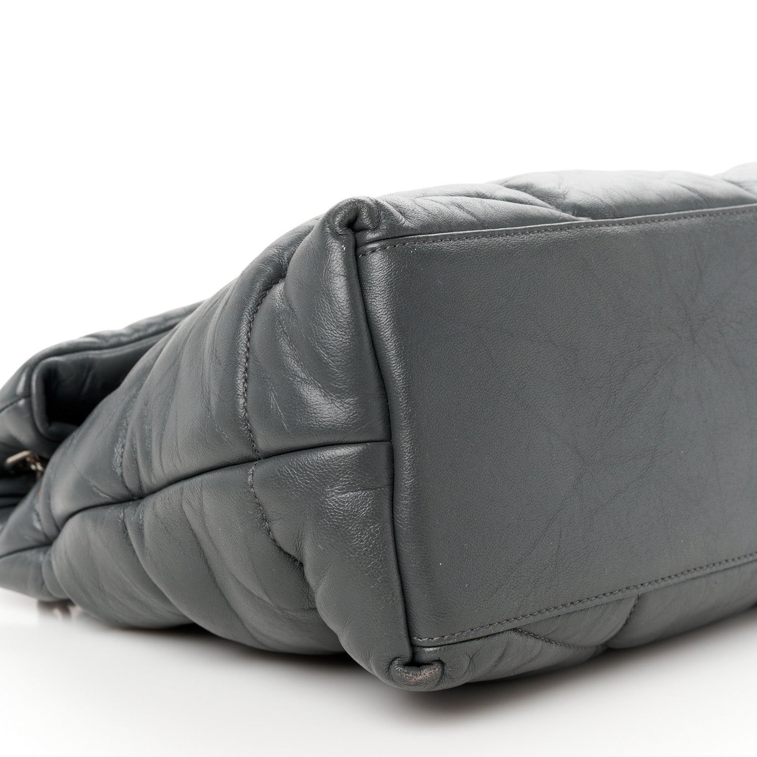 Saint Laurent Lambskin Quilted Medium Loulou Puffer Monogram Chain Satchel Concrete 10 of 11