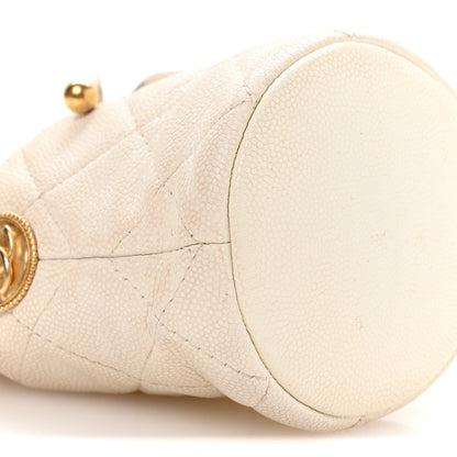 Chanel Caviar Quilted Twist Your Buttons Mini Bucket Bag White 9 of 10
