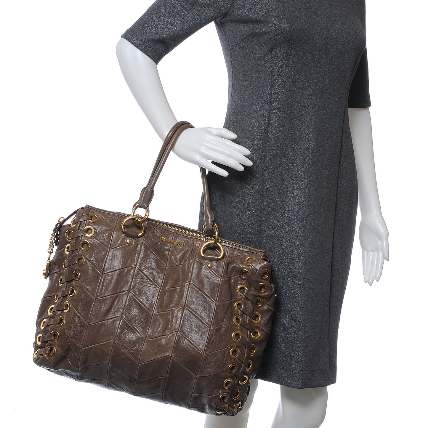 Nappa Chevron Grommet Tote