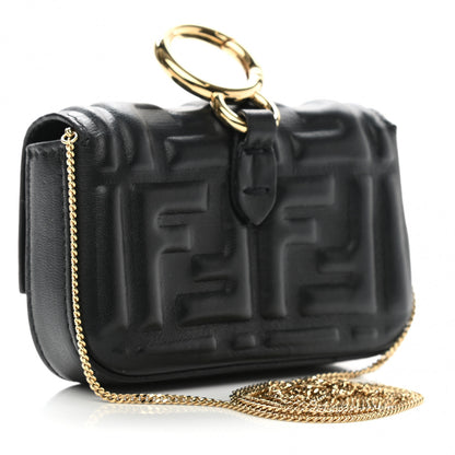 Fendi Nappa Matisse FF Embossed Nano Baguette Charm Black 3 of 6