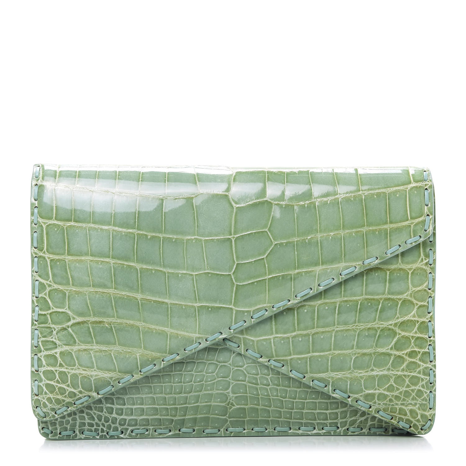 Bottega Veneta Crocodile Piano Crisscross Clutch 2 of 12
