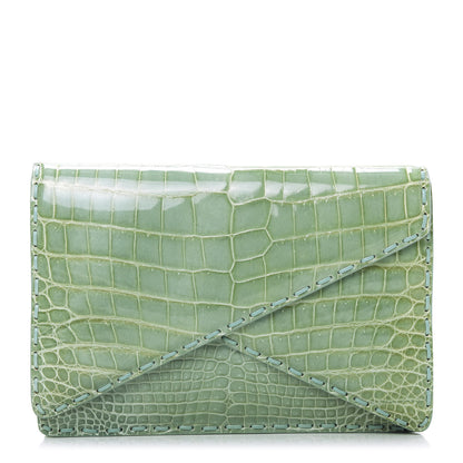 Bottega Veneta Crocodile Piano Crisscross Clutch 2 of 12