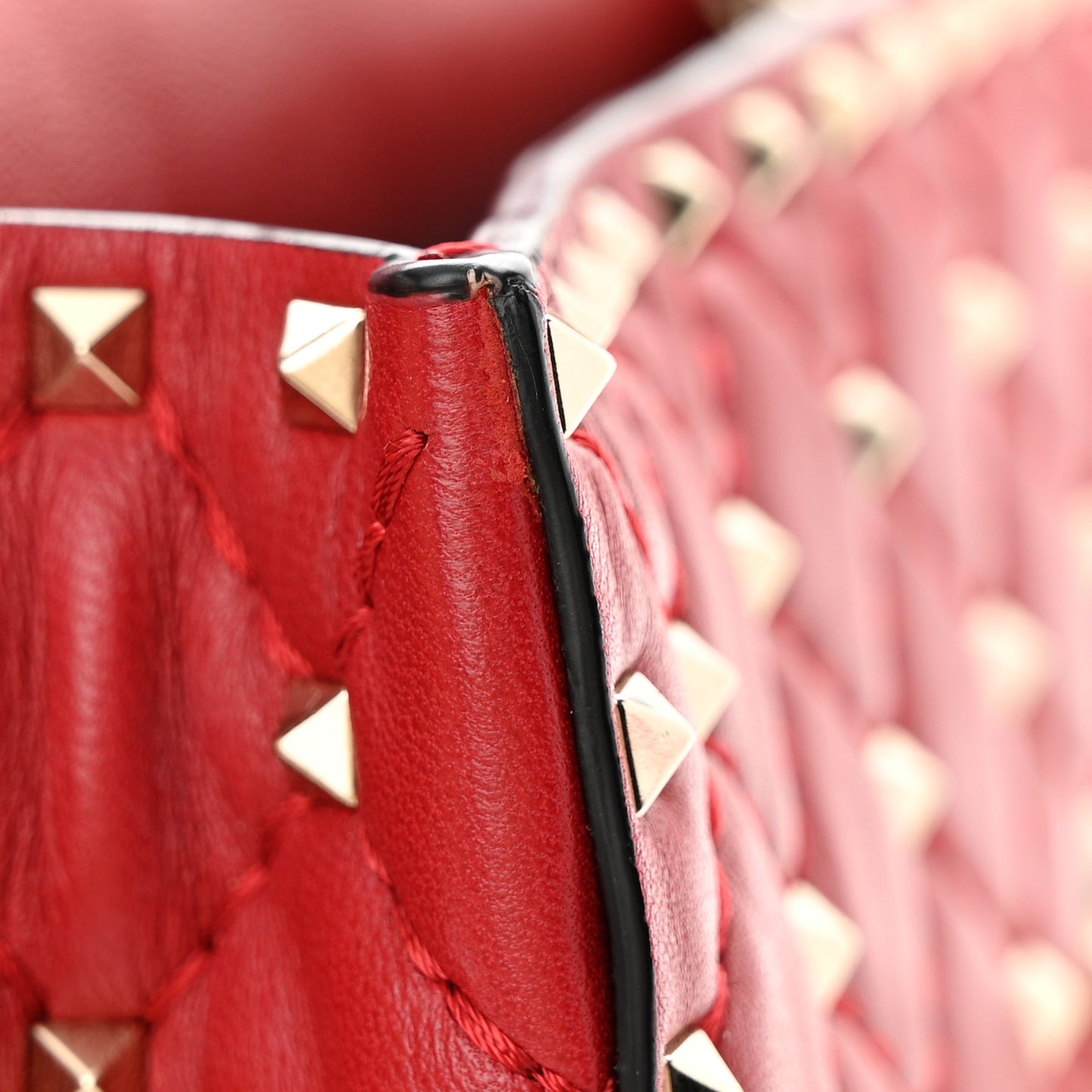 Lambskin Medium Rockstud Spike Shoulder Bag Red