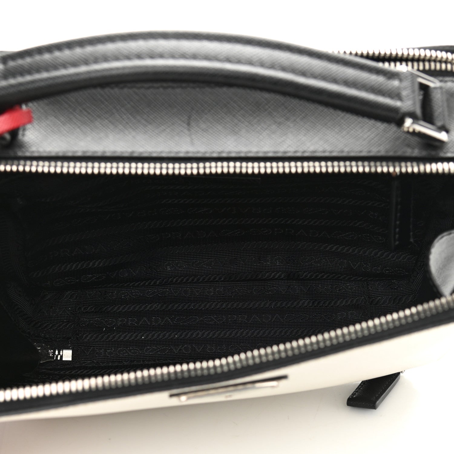 Prada Saffiano Mens Brique Crossbody Bag White Black 5 of 11