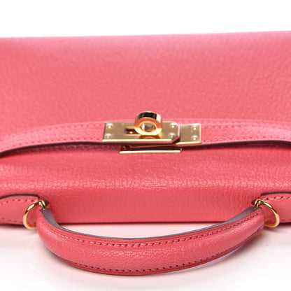 Hermes Chevre Mysore Mini Kelly Sellier 20 Rose Lipstick 9 of 31