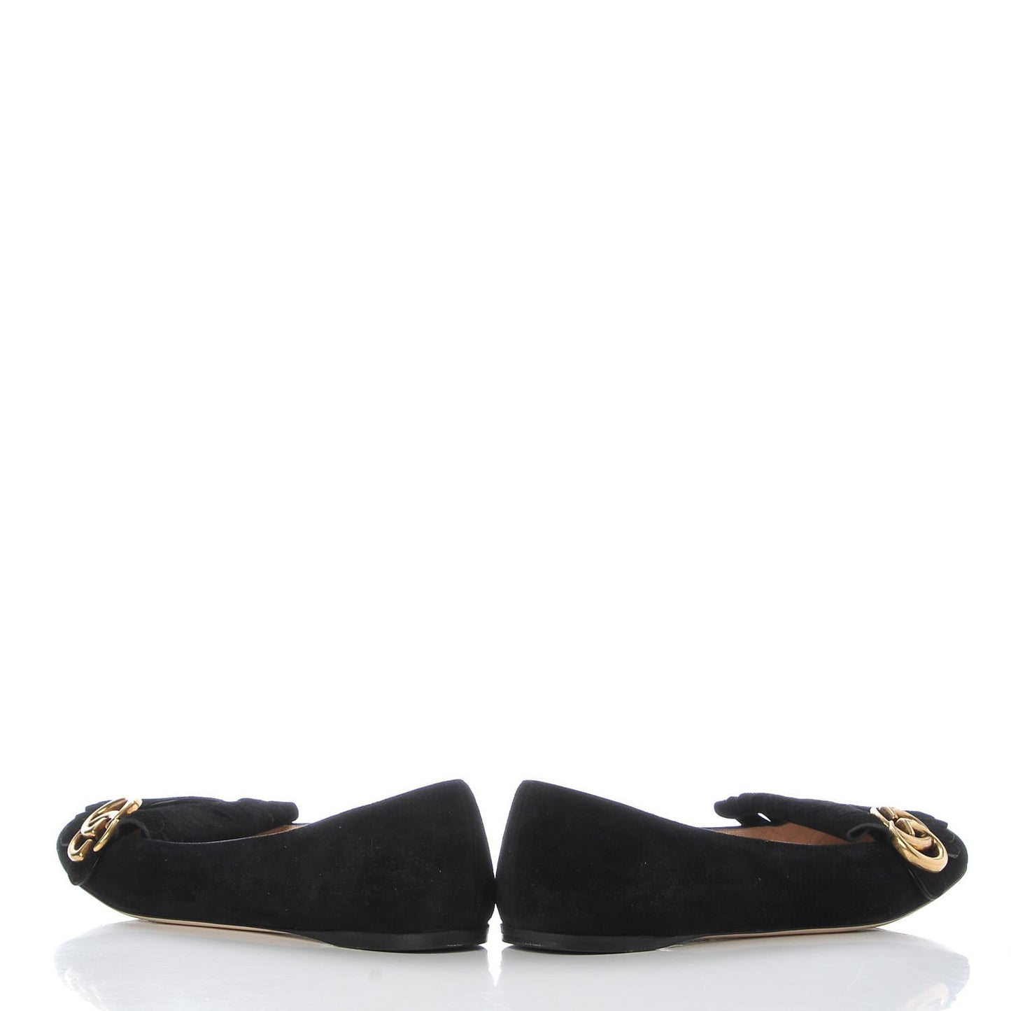 Kid Scamosciato GG Marmont Fringe Flats 37.5 Black
