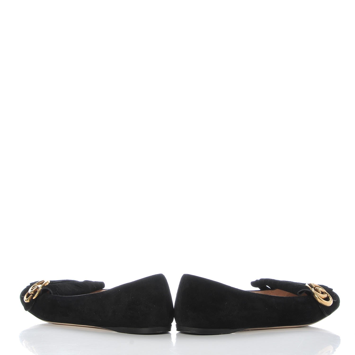 Gucci Kid Scamosciato GG Marmont Fringe Flats 37.5 Black 5 of 10