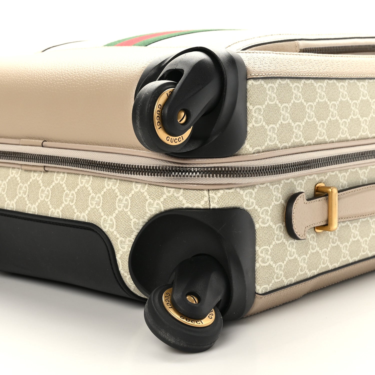 Gucci GG Supreme Monogram Textured Dollar Calfskin Web Small Savoy Cabin Trolley Beige Mystic White Oatmeal 7 of 7
