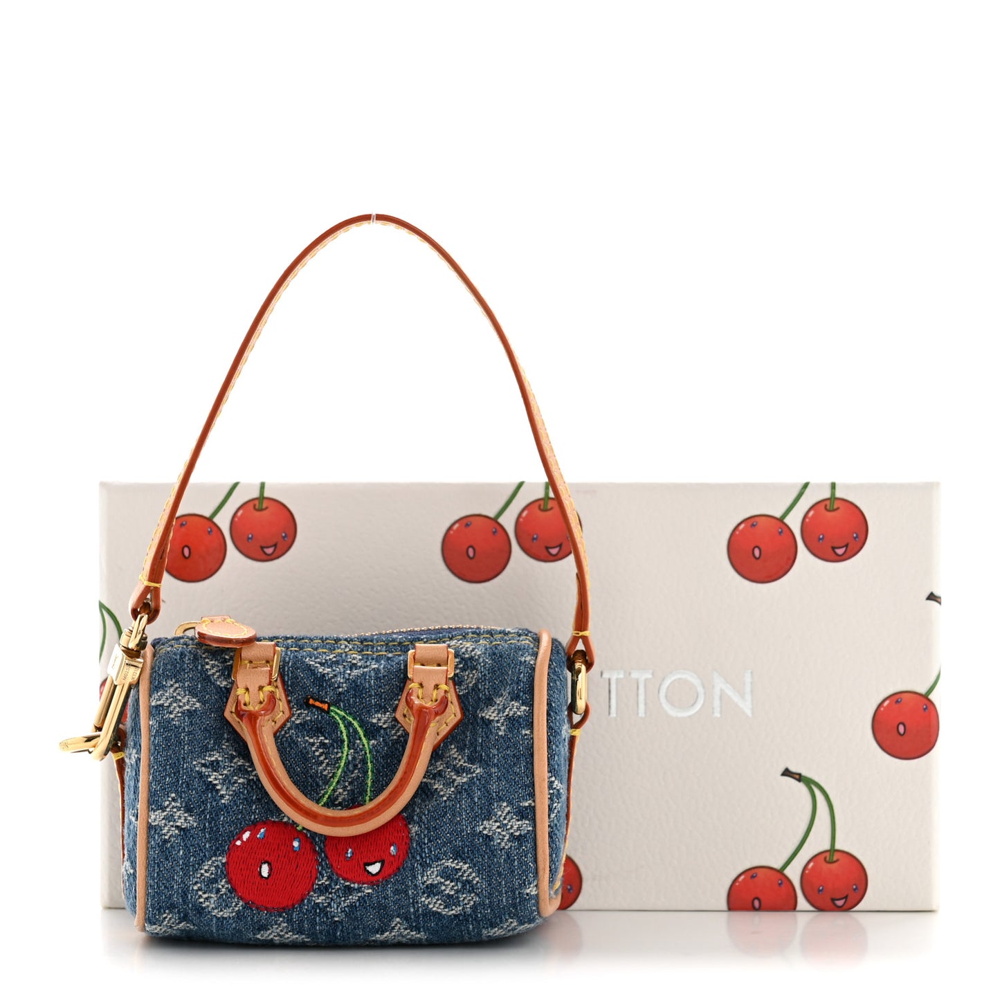 LV X TM Monogram Denim Cerises Micro Speedy Bag Charm Blue
