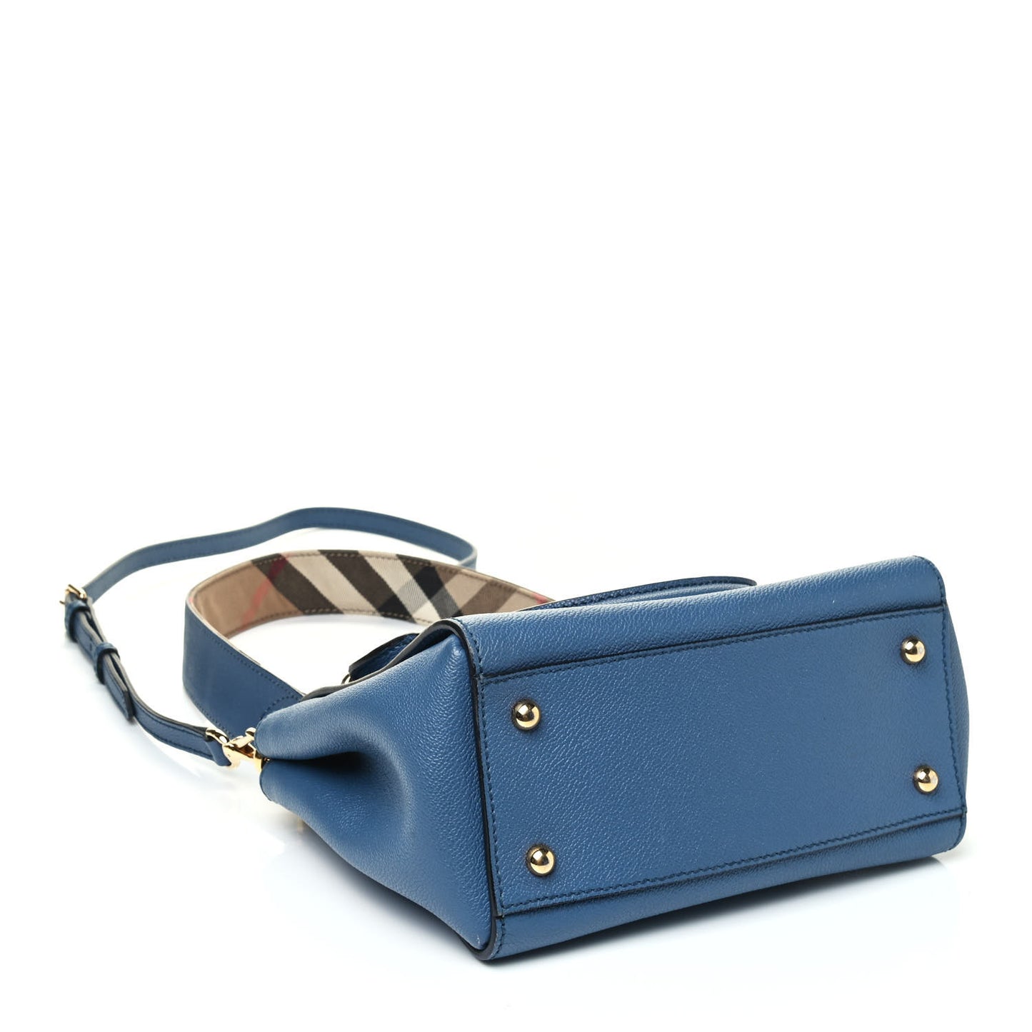 Soft Grain Calfskin Small Buckle Tote Steel Blue