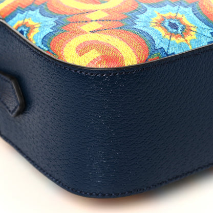 Gucci GG Supreme Kaleidoscope Calfskin Script Logo Gucci 100 Camera Bag Blue Orange Multicolor Blue Agata 7 of 9