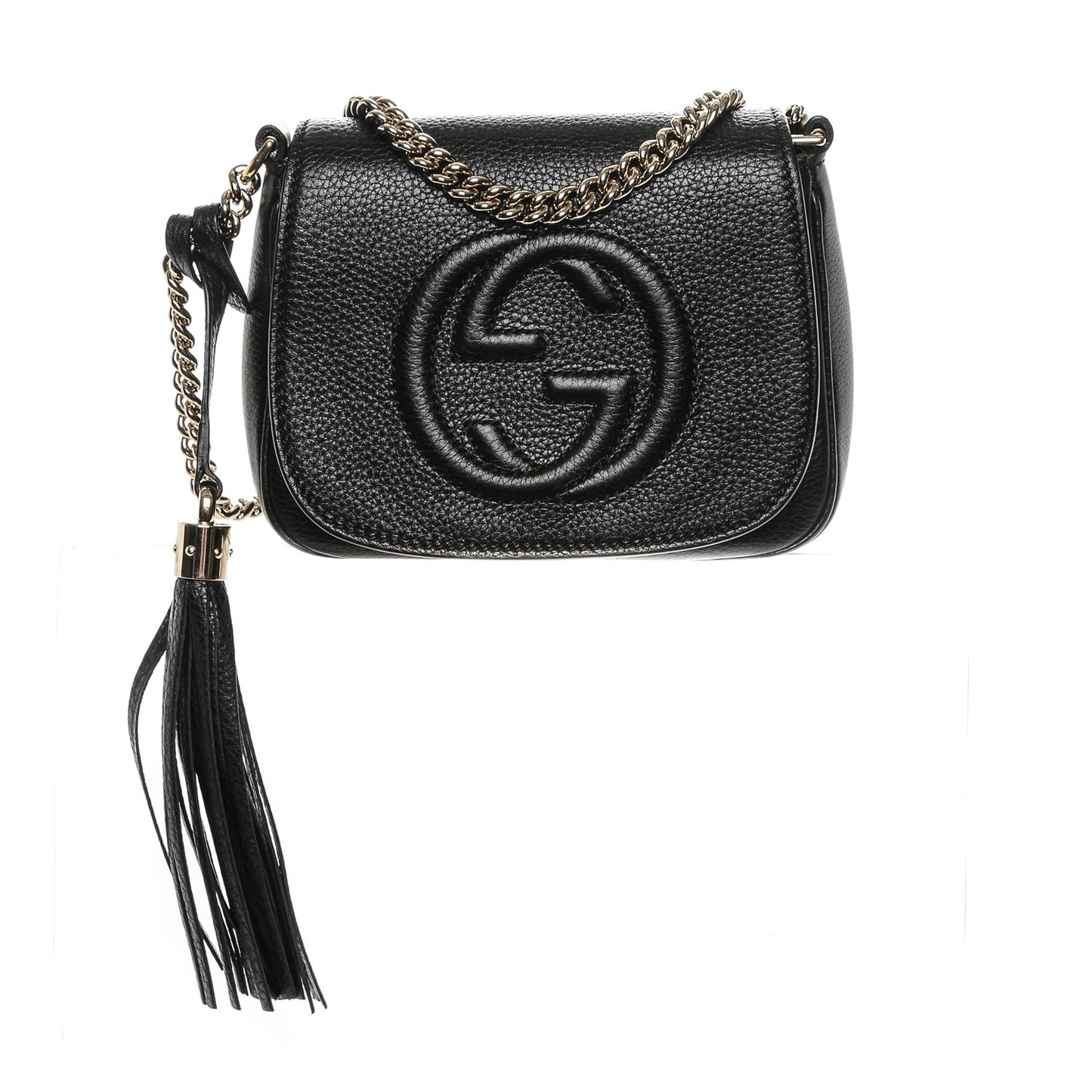 Pebbled Calfskin Small Soho Flap Crossbody Black