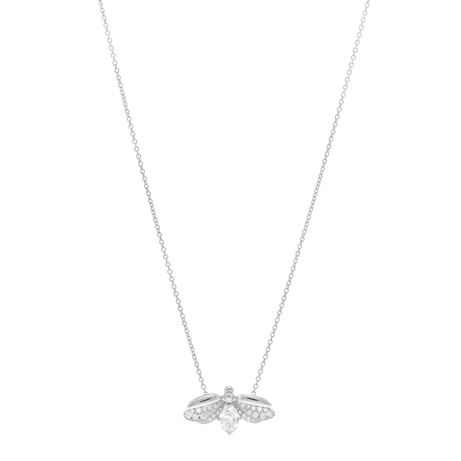 Tiffany Platinum Diamond Paper Flowers Firefly Pendant Necklace 1 of 5