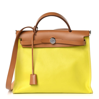 Hermes Toile H Berline Vache Hunter Herbag Zip 31 PM Lime 3 of 22