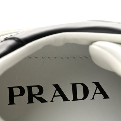 Prada Vitello Sport Spazzolato Rois Triangle Logo Womens Downtown Low Top 30mm Sneakers 36.5 White Black 8 of 10
