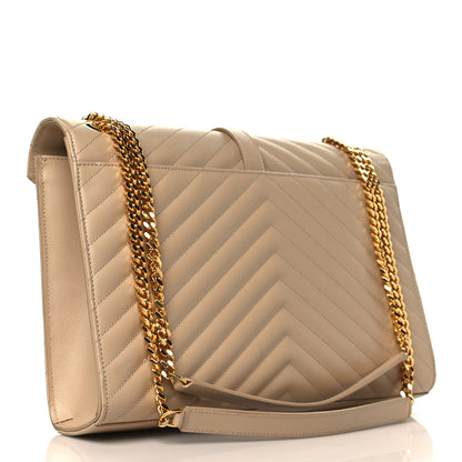 Saint Laurent Grain De Poudre Matelasse Large Monogram Satchel Nude Powder 3 of 10