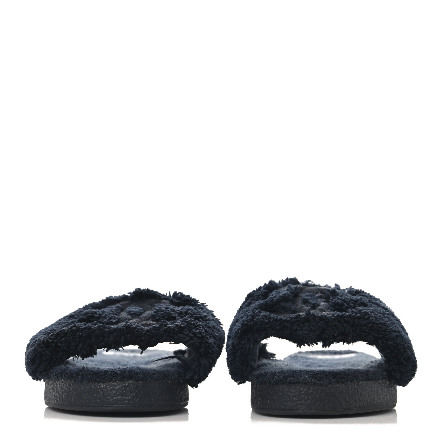 Chanel Terry CC Flat Mules Sandals 37 Navy 3 of 7