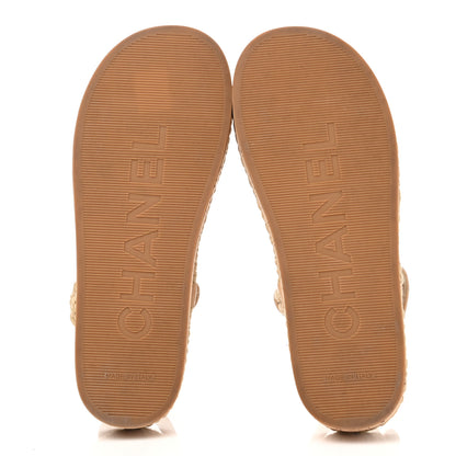 Chanel Cord Lambskin Quilted Logo Mules 37 Beige 5 of 8