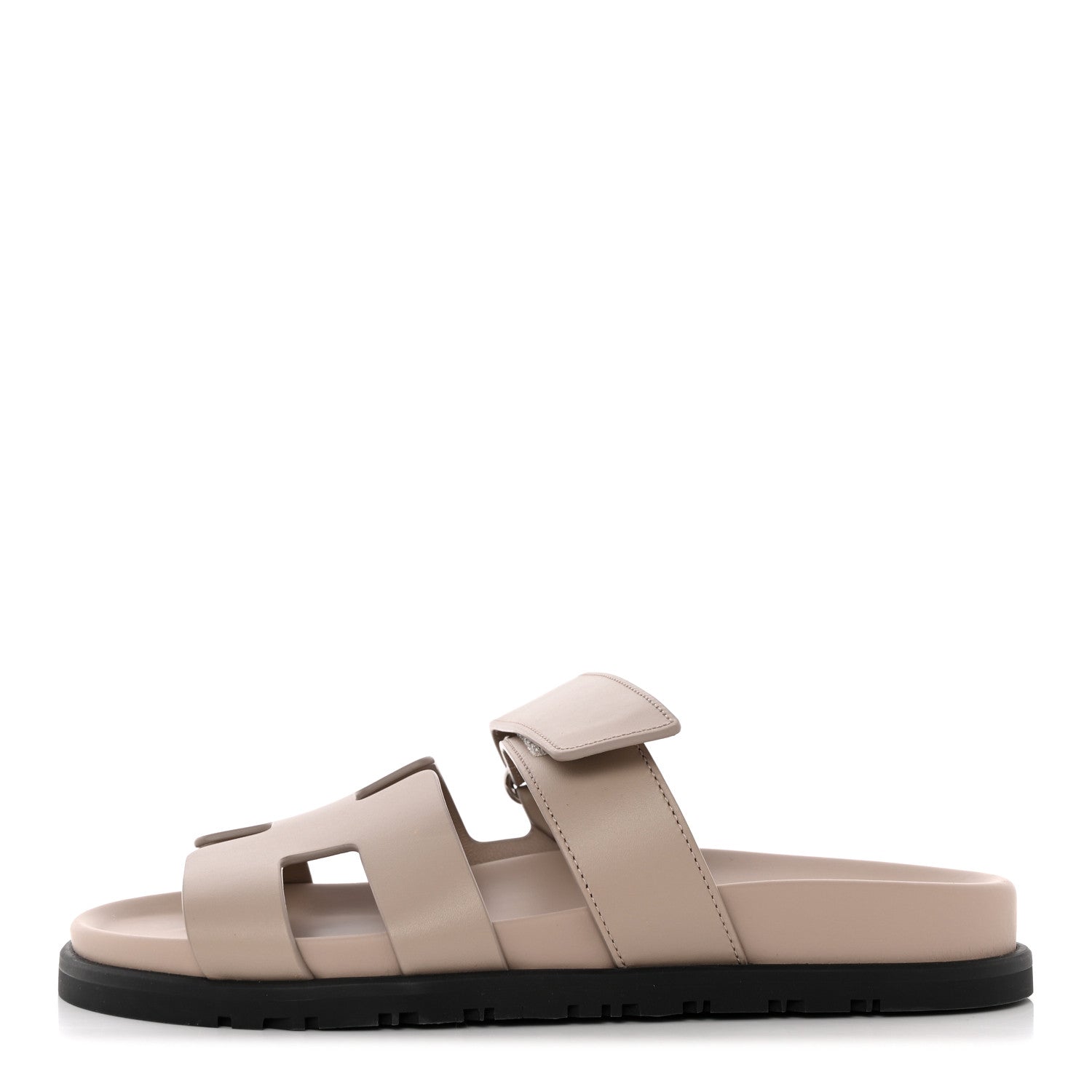 Hermes Calfskin Womens Chypre Sandals 37 Beige Mastic 1 of 10