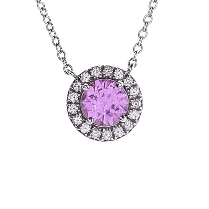 Tiffany Platinum Diamond Pink Sapphire Soleste Pendant Necklace 4 of 7