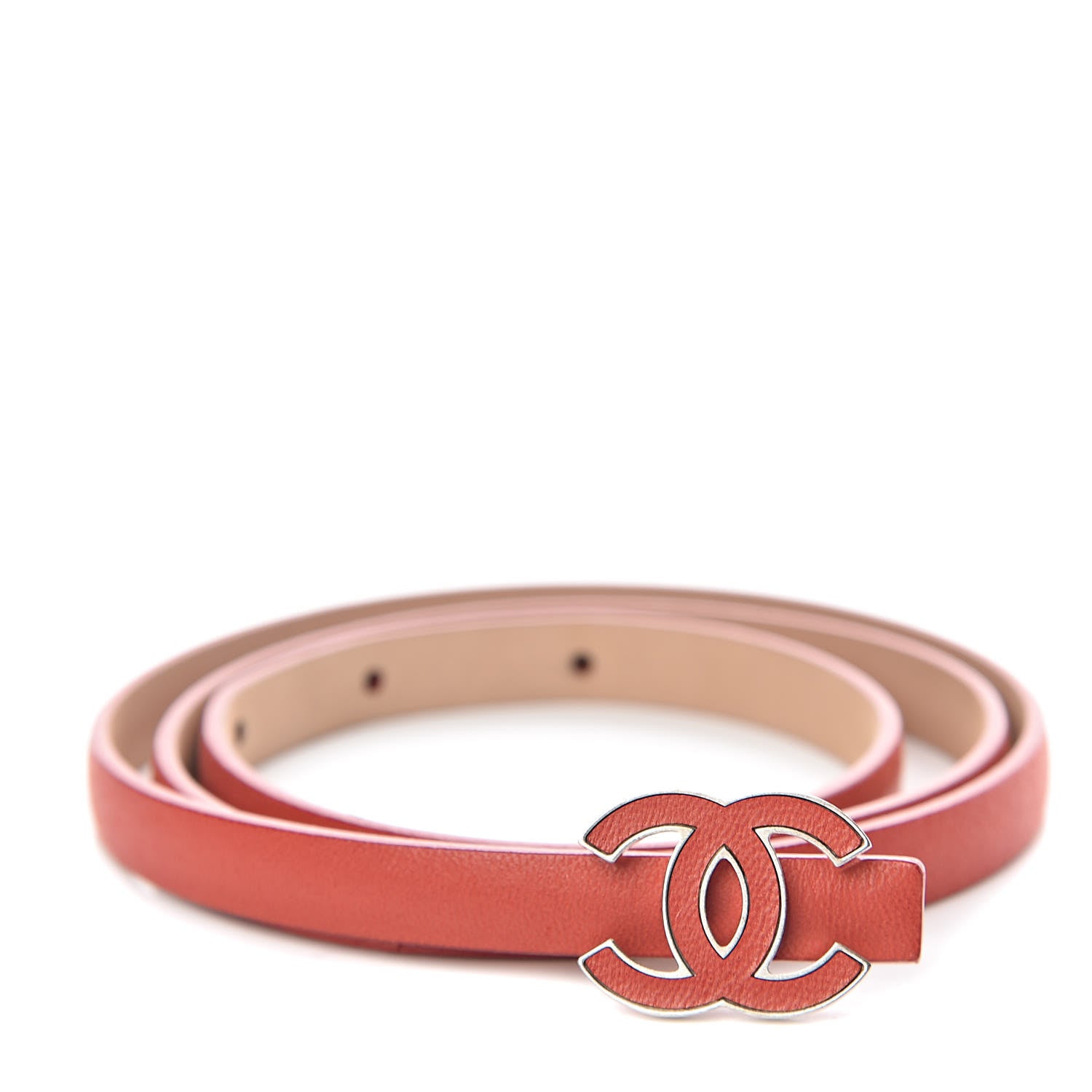 Chanel Lambskin CC Logo Skinny Belt 70 28 Red 1 of 9