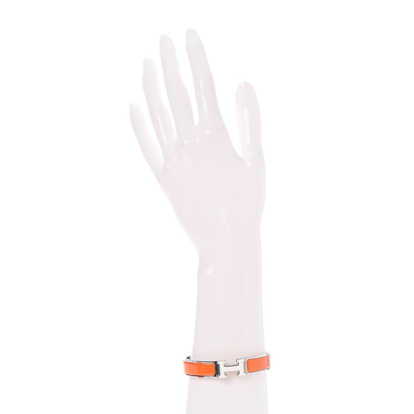 Enamel Clic Clac H Bracelet PM Orange Blanc