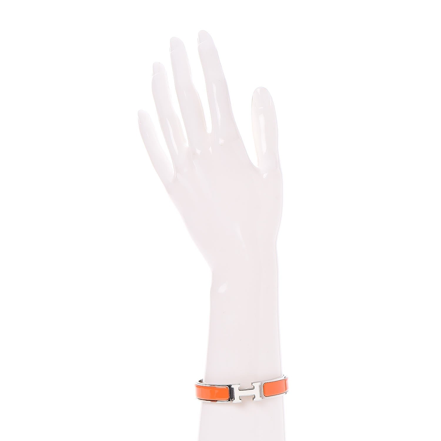 Hermes Enamel Clic Clac H Bracelet PM Orange Blanc 2 of 6