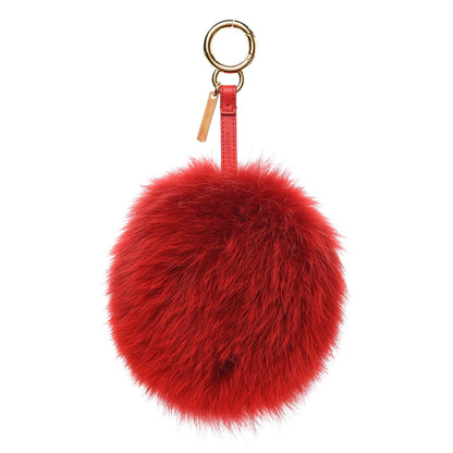 Fendi Fox Fur Shiny Nappa Heart Pom Pom Bag Charm Rosso Rosa 3 of 5