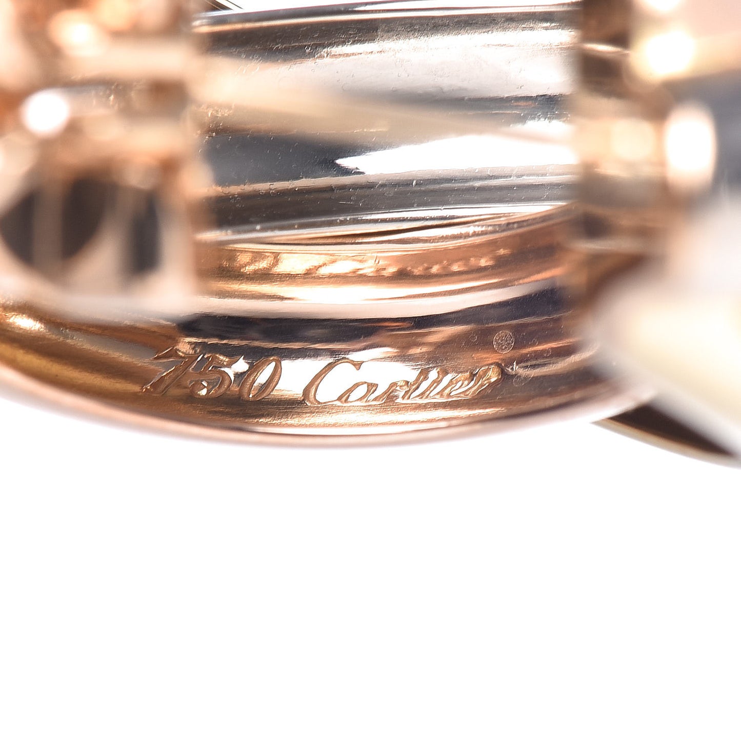 18K Pink Yellow White Gold 9.5mm Trinity Hoop Earrings