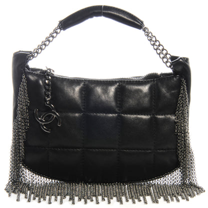 Chanel Lambskin Square Quilted Chain Fringe Pochette Black 1 of 8