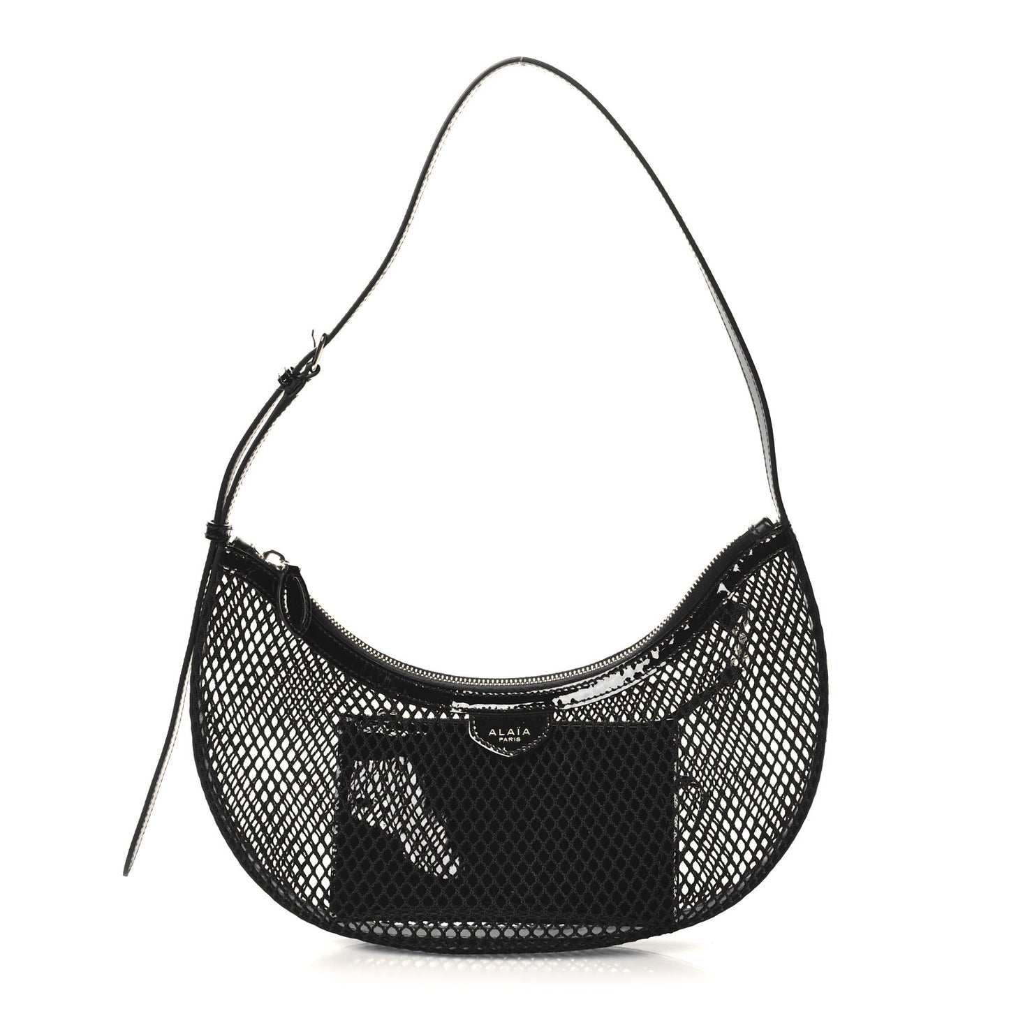 Net Patent Calfskin One Piece Demi Lune Black
