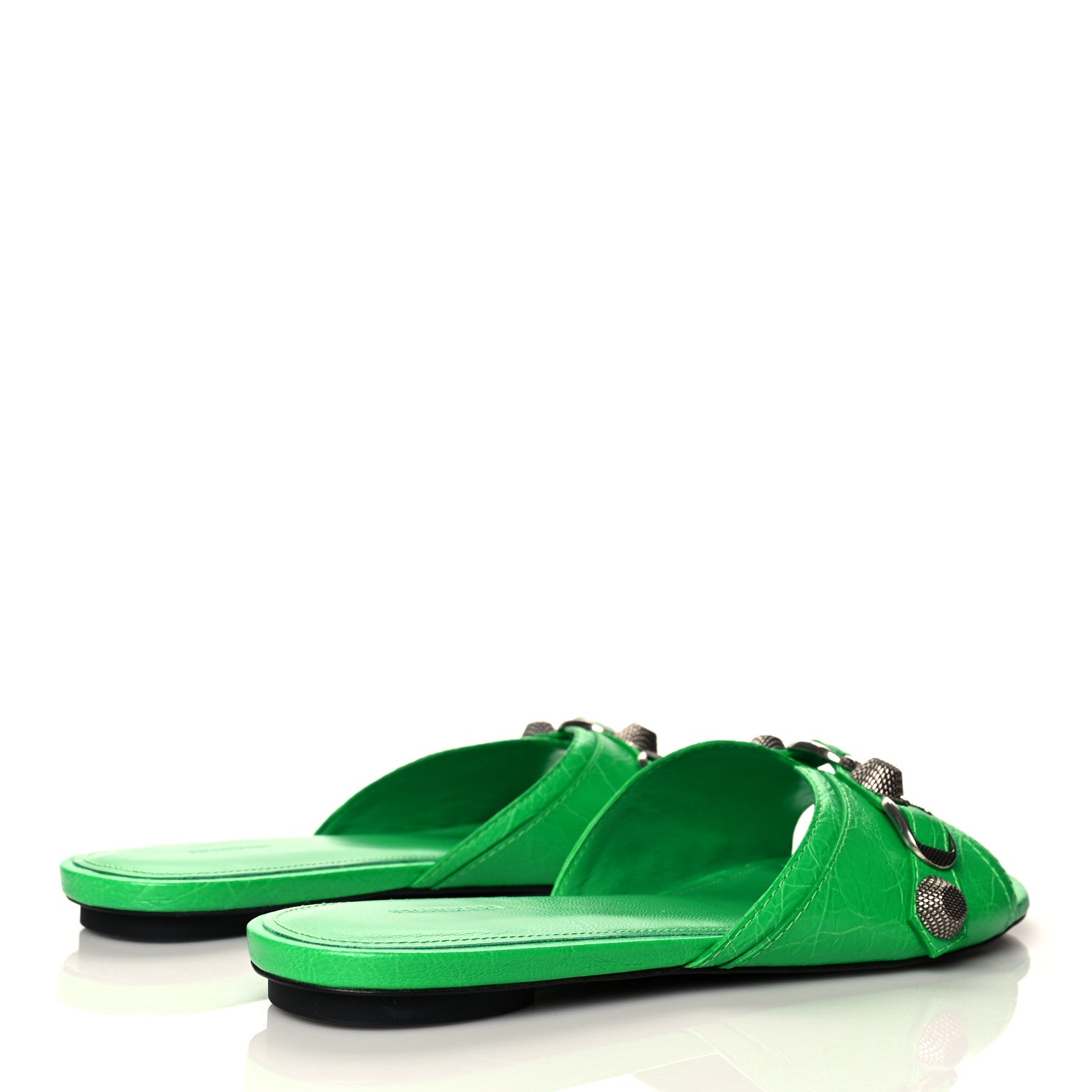 Balenciaga Agneau Arena Cagole Flat Slide Sandals 39 Vivid Green 3 of 8