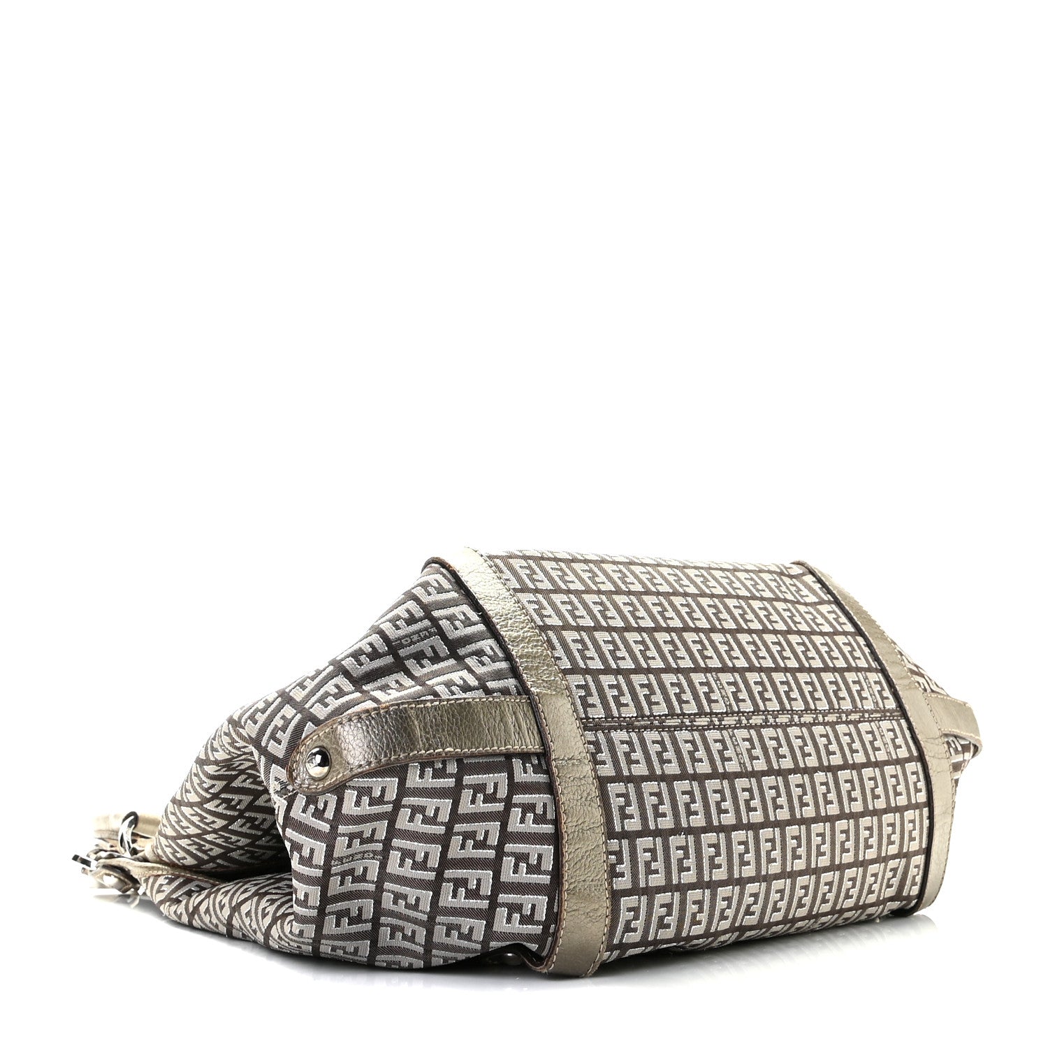 Fendi Zucchino Vachetta Shoulder Bag Caffe Argilla Canna di Fucile 4 of 15