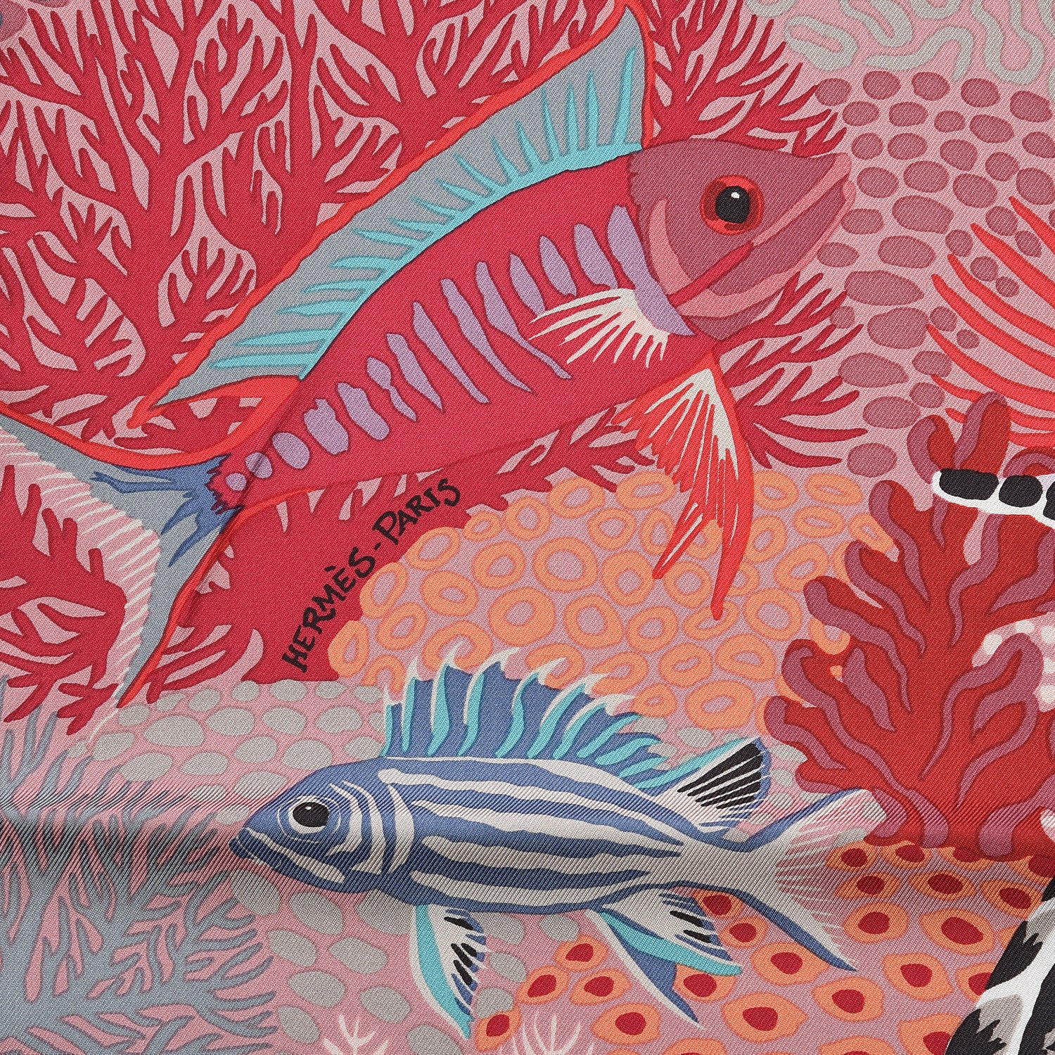 Hermes Silk Under The Waves Scarf 90 Rose Rouge Violet 4 of 4