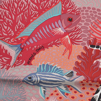Hermes Silk Under The Waves Scarf 90 Rose Rouge Violet 4 of 4