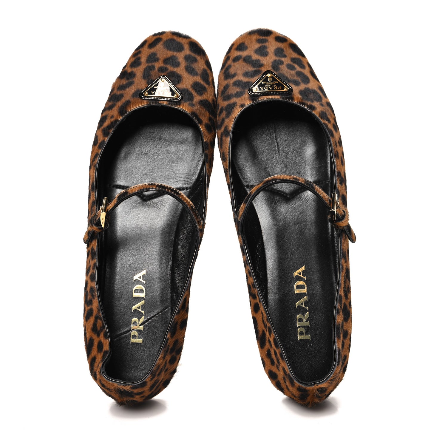 Calf Hair Leopard Print Triangle Ballerina Flats 39.5 Miele Moro